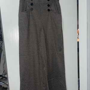 Stylish Black, Tan, and White Checkered Trousers